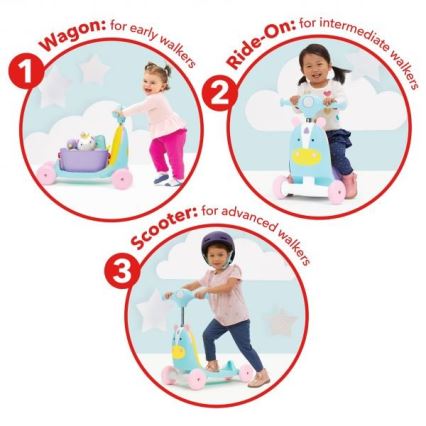 Skip Hop - Bicicleta de empurrar 3em1 ZOO unicórnio 3xAAA