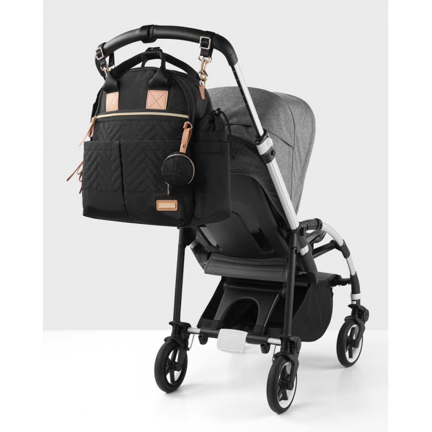 Skip Hop - Mochila de pañales 6 en 1 SUITE SET para cochecito negra