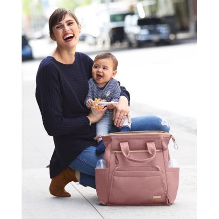 Skip Hop - Mochila para muda de roupa para carrinho de bebé MAINFRAME Dusty rosa