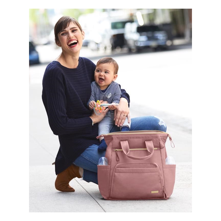 Skip Hop - Mochila para muda de roupa para carrinho de bebé MAINFRAME Dusty rosa