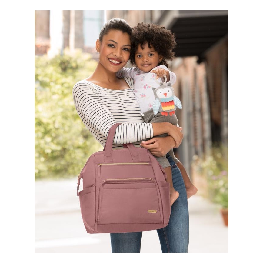 Skip Hop - Mochila para muda de roupa para carrinho de bebé MAINFRAME Dusty rosa