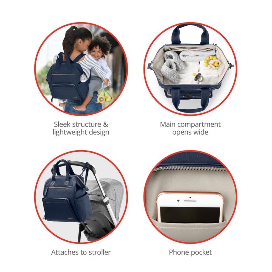 Skip Hop - Mochila para muda de roupa para carrinho de bebé MAINFRAME Midnight Navy