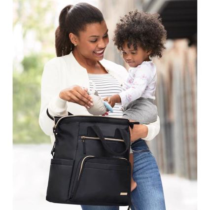 Skip Hop - Mochila para muda de roupa para carrinho de bebé MAINFRAME preto