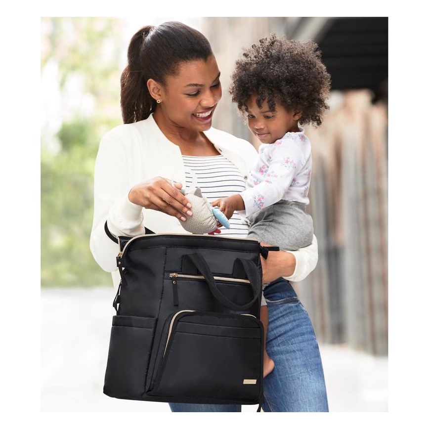 Skip Hop - Mochila para muda de roupa para carrinho de bebé MAINFRAME preto