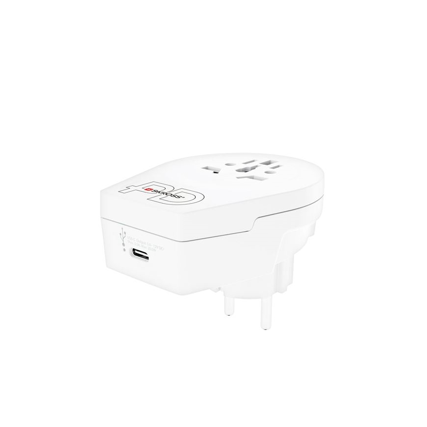 Adaptador de viagem Europe USB C20PD para estrangeiros na República Checa, USB-C 20W, plugue tipo E/F