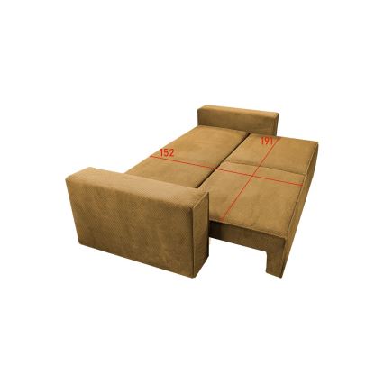 Sofá-cama de três lugares com espaço de arrumação RONDA laranja
