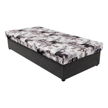 Sofá-cama com colchão de molas e espaço de arrumação NOE 90x200 cinza/preto