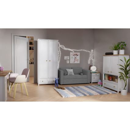 Sofá-cama de dois lugares estofado com apoios de braço LAYLA cinza