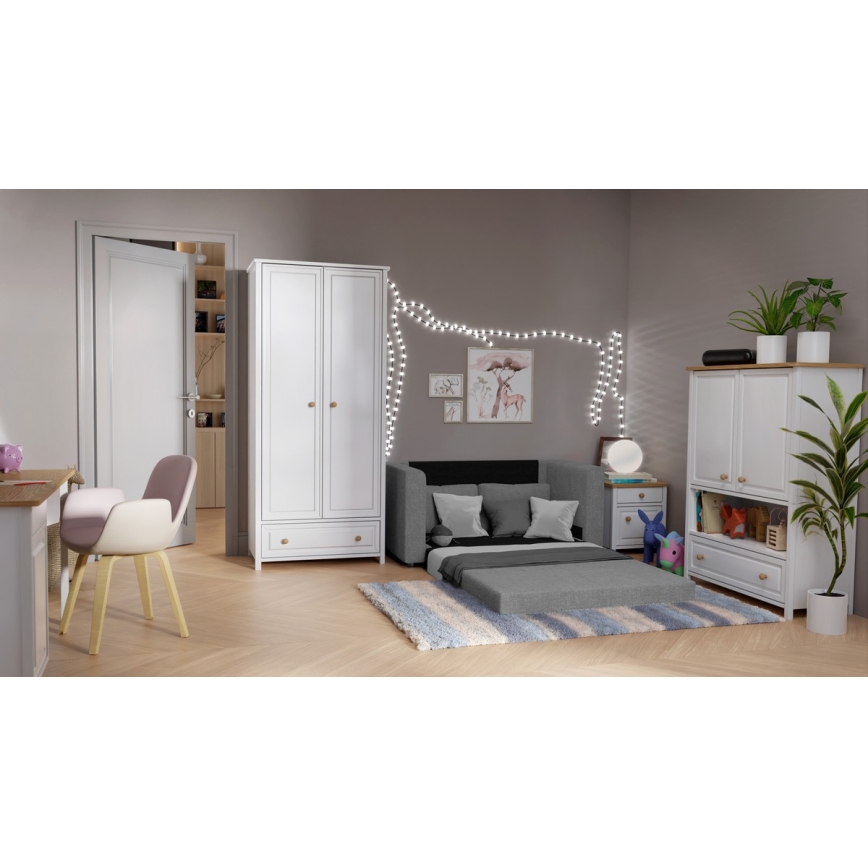 Sofá-cama de dois lugares estofado com apoios de braço LAYLA cinza