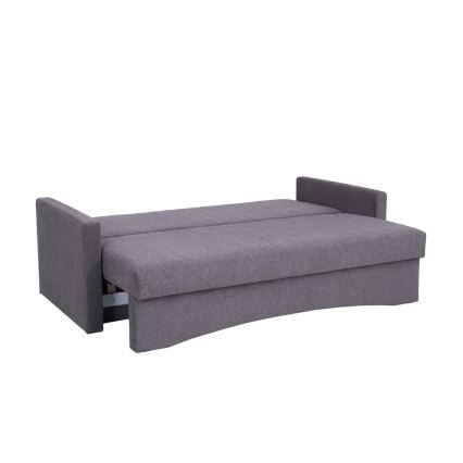 Sofá-cama estofado de três lugares para uso diário com apoios de braço PAUL cinza