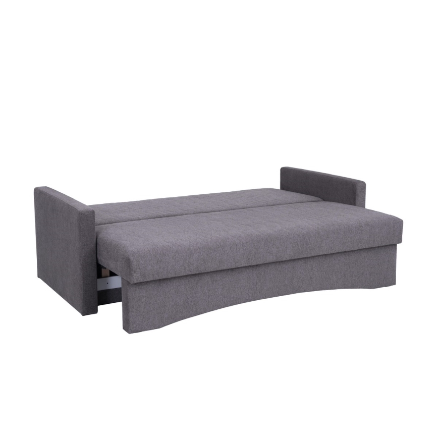 Sofá-cama estofado de três lugares para uso diário com apoios de braço PAUL cinza