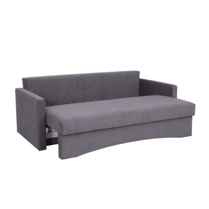 Sofá-cama estofado de três lugares para uso diário com apoios de braço PAUL cinza