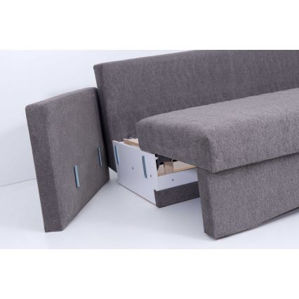 Sofá-cama estofado de três lugares para uso diário com apoios de braço PAUL cinza