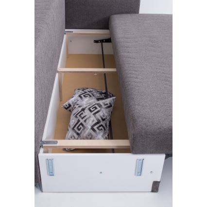 Sofá-cama estofado de três lugares para uso diário com apoios de braço PAUL cinza