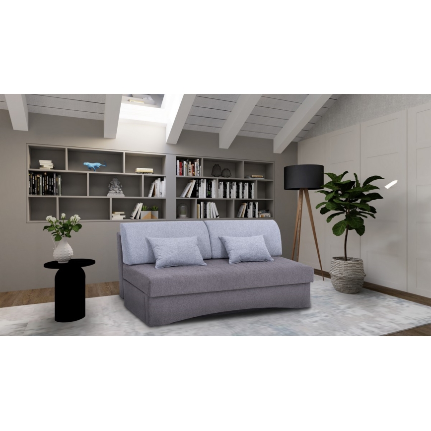 Sofá-cama estofado de três lugares para uso diário sem braços PAUL cinza