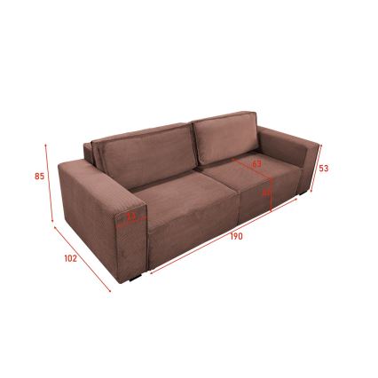 Sofá-cama de três lugares com espaço de arrumação RONDA vermelho