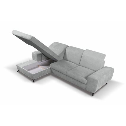 Sofá-cama de canto estofado em L ALTA, com arrumação, versão esquerda, cinzento