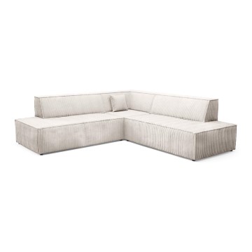 Sofá-cama de canto com arrumação em L TERAMO, canto direito, bege