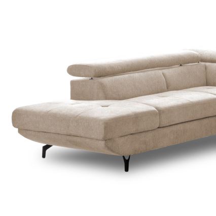 Sofá-cama de canto em L BRESCIA, com espaço de arrumação, lado esquerdo, bege