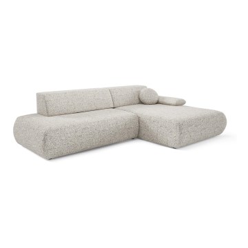 Sofá-cama de canto em L PRATO com espaço de arrumação, lado direito, bege
