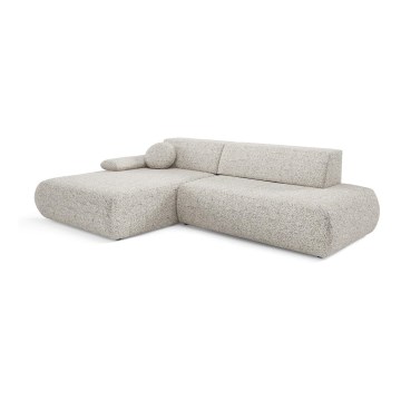 Sofá-cama de canto em L PRATO com espaço de arrumação, lado esquerdo, bege