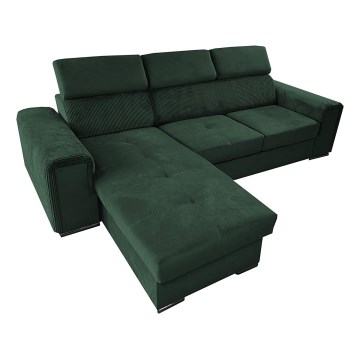 Sofá-cama de canto em L reversível com arrumação SALVADA, verde