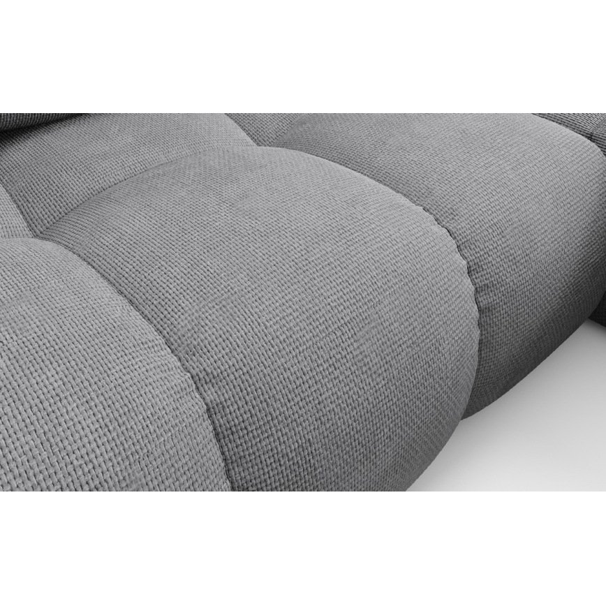 Sofá-cama de canto estofado em L ALMADA, com espaço de arrumação, chaise à direita, cinzento