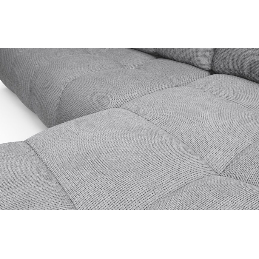 Sofá-cama de canto estofado em L ALMADA, com espaço de arrumação, chaise à direita, cinzento