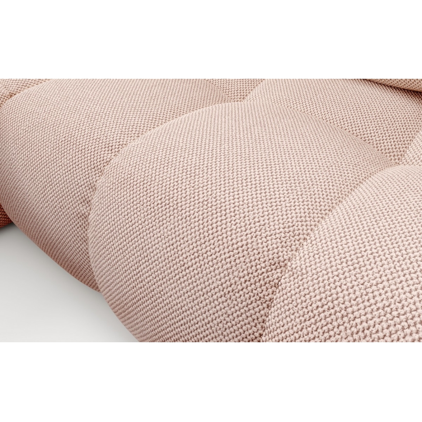 Sofá-cama de canto em L ALMADA estofado com baú, versão esquerda, rosa