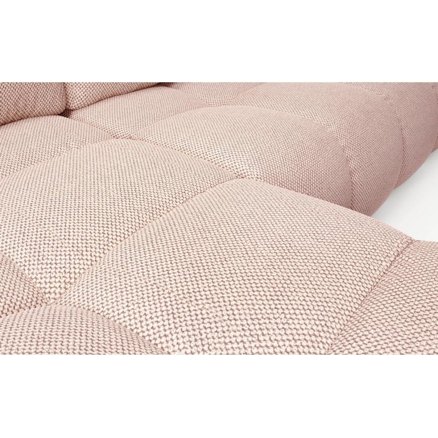Sofá-cama de canto em L ALMADA estofado com baú, versão esquerda, rosa