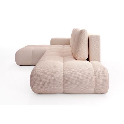 Sofá-cama de canto em L ALMADA estofado com baú, versão esquerda, rosa