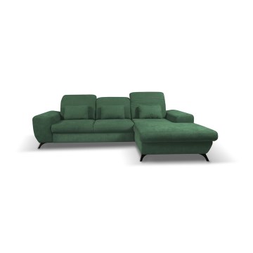 Sofá-cama de canto estofado ALTA em L com arrumação, lado direito, verde