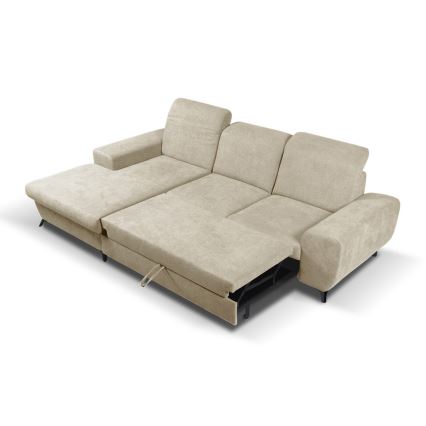 Sofá-cama de canto estofado ALTA em L, com arrumação, configuração à esquerda, bege