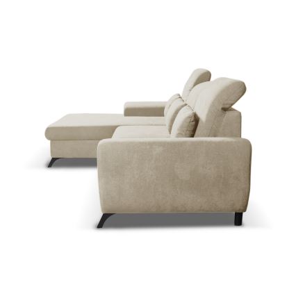 Sofá-cama de canto estofado ALTA em L, com arrumação, configuração à esquerda, bege
