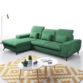 Sofá-cama de canto estofado ALTA em L, com baú, lado esquerdo, verde