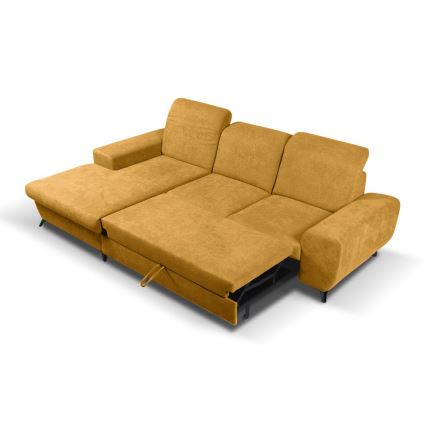 Sofá-cama de canto estofado ALTA em L, com espaço de arrumação, canto esquerdo, amarelo