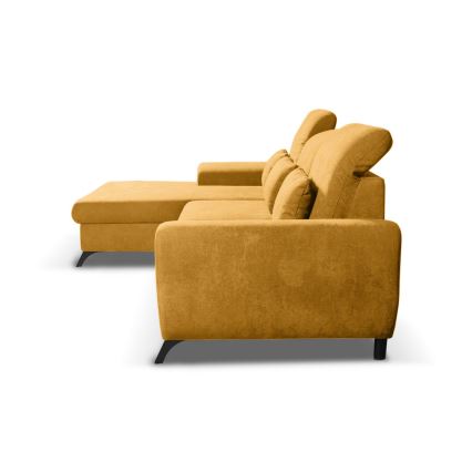 Sofá-cama de canto estofado ALTA em L, com espaço de arrumação, canto esquerdo, amarelo