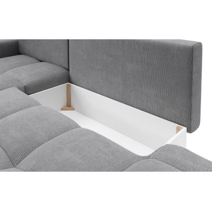 Sofá-cama de canto estofado em L com arrumação ALMADA, canto esquerdo, cinzento