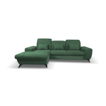 Sofá-cama de canto estofado com arrumação em L ALTA esquerda verde
