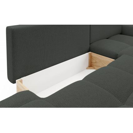 Sofá-cama de canto estofado em L ALMADA com arrumação, lado direito, antracite