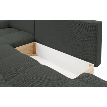 Sofá-cama de canto estofado em L ALMADA com arrumação, canto esquerdo, antracite