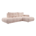 Sofá-cama de canto estofado em L ALMADA, com arrumação, chaise à direita, rosa