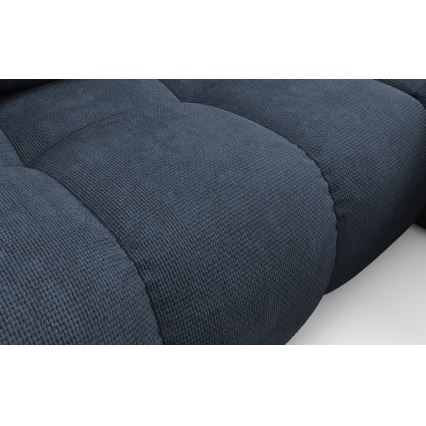 Sofá-cama de canto estofado em L ALMADA, com baú, canto direito, azul