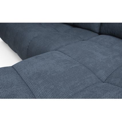 Sofá-cama de canto estofado em L ALMADA, com baú, canto direito, azul