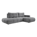 Sofá-cama de canto estofado em L ALMADA, com espaço de arrumação, chaise à direita, cinzento