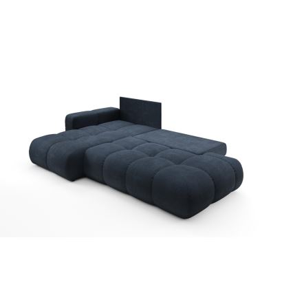 Sofá-cama de canto estofado em L ALMADA, com espaço de arrumação, lado esquerdo, azul