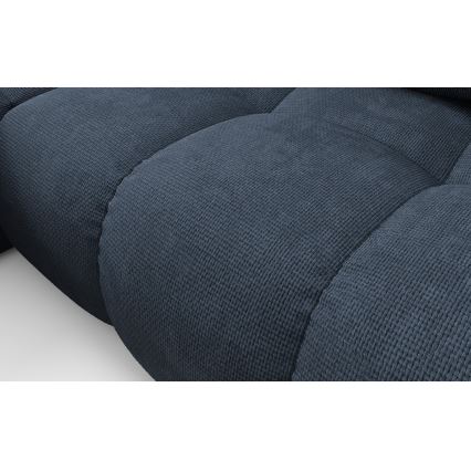 Sofá-cama de canto estofado em L ALMADA, com espaço de arrumação, lado esquerdo, azul