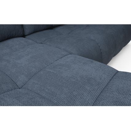 Sofá-cama de canto estofado em L ALMADA, com espaço de arrumação, lado esquerdo, azul