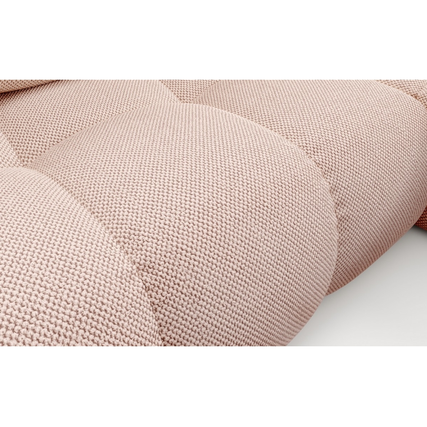 Sofá-cama de canto em L ALMADA, estofado, com espaço de arrumação, versão direita, rosa