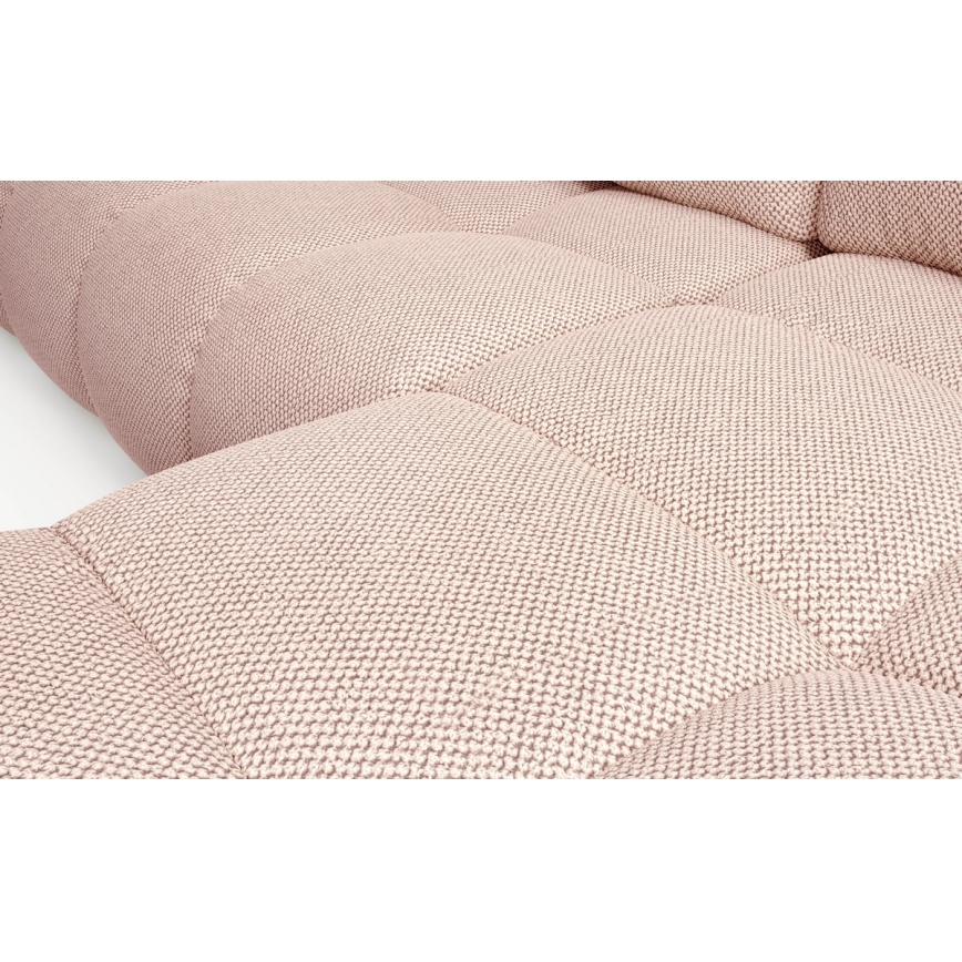 Sofá-cama de canto em L ALMADA, estofado, com espaço de arrumação, versão direita, rosa